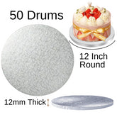 50 Boards - 12" Round Cake Drums - Silver Cake Drum